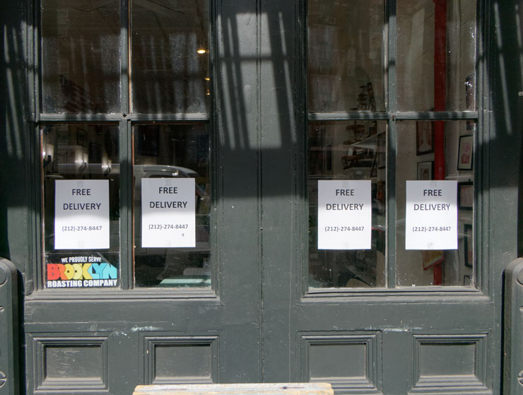 In no uncertain terms, Madeline Lanciani, owner of Duane Park Patisserie, made it clear that she still offers delivery. “Things are not good,” she told us in an email. “After 9/11 at least we had the rest of the country wanting to help, but the ‘rest’ is impacted, too.” Photo: Carl Glassman/Tribeca Trib